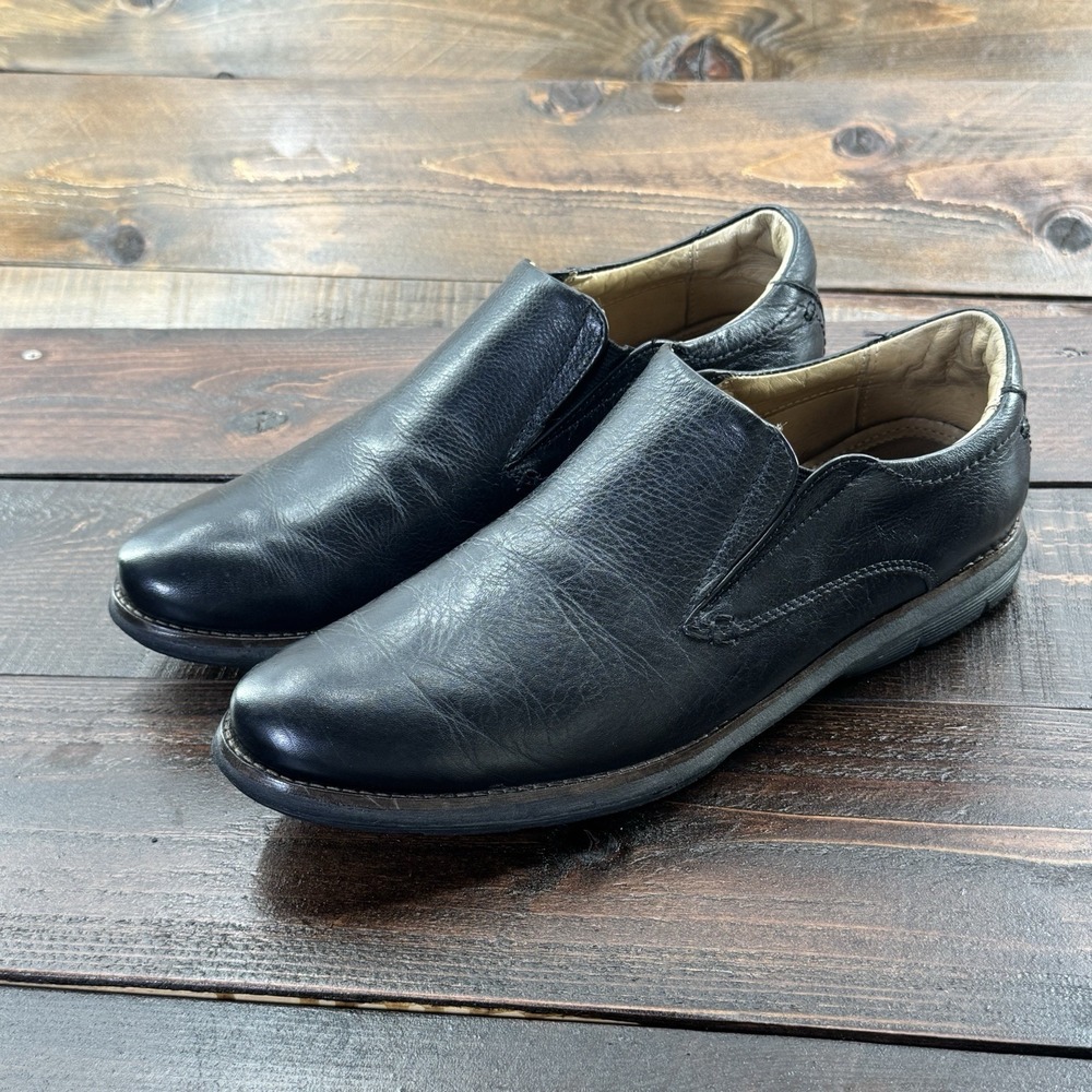 De La Rentis Black Pebble Grain Leather Slip On‎ Loafers #AC-1103 Men's Size 9 M